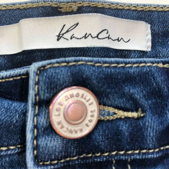 KanCan Stretch Denim Raw Hem Mini Skirt Jr 1 - Picture 4 of 4